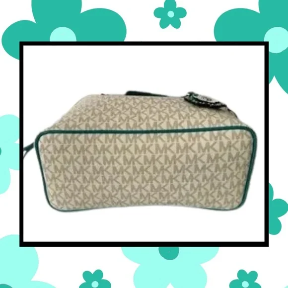 Michael Kors Carter White and Teal Reversible Tote - Picture 5 of 6